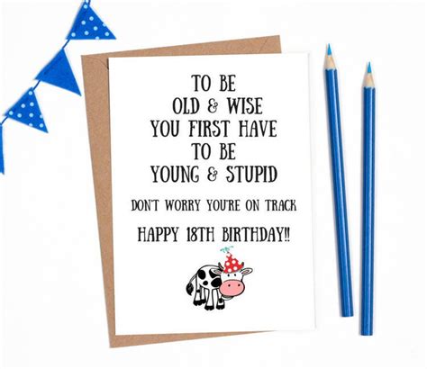 Printable 18th Birthday Card Funny 18th Birthday Card