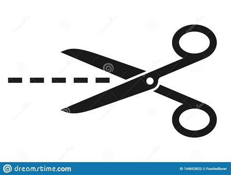 Scissors O Cone Com Linha De Corte Ilustra O Do Vetor Ilustra O De Vetor Linha