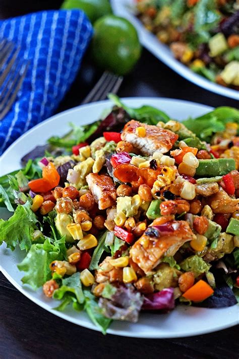 Southwest Bbq Chicken Salad With Apricots Avocado And Grilled Corn