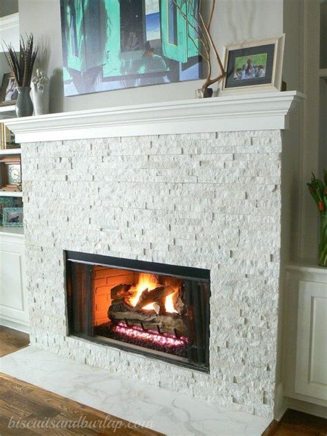White Stacked Stone Fireplace On The Home Tor Biscuits And Burlap