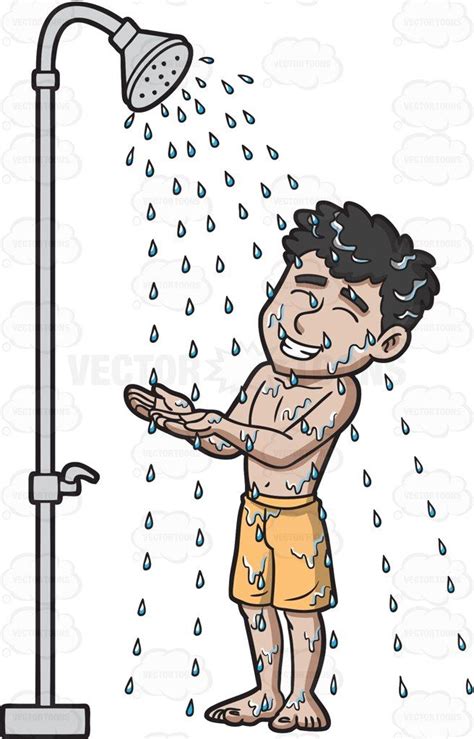 A Happy Man Taking A Shower Man Take A Shower Stock Art