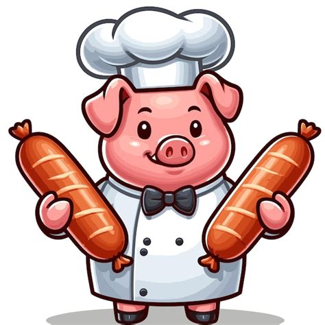Premium Vector Cute Chef Pig Cartoon Vector On White Background