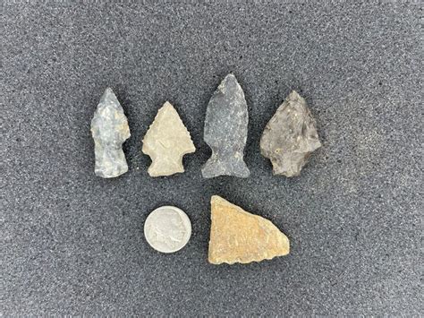 Authentic North Carolina Native American Arrowheads Lot Of 4 With 1
