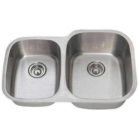 Mr Direct Undermount 32 In X 2075 In Stainless Steel Double Offset Bowl Kitchen Sink In The