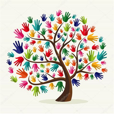 Colorful Solidarity Hand Tree — Stock Vector © Cienpies 27643161