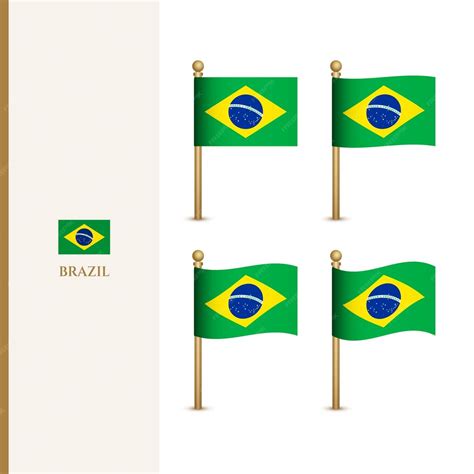 Ondeando Banderas De Brasil 3d Vector Ilustración Bandera De Brasil