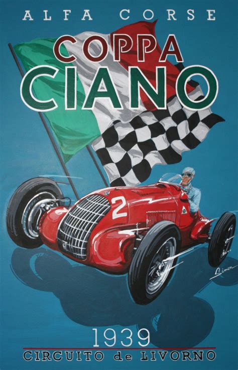 Alfa Romeo Coppa Ciano Grand Prix Vintage Style Racing Poster By