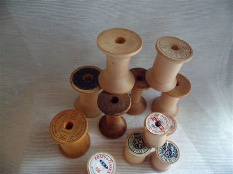 Vintage Wooden Spoolsspindles Wooden Spools Wooden Vintage