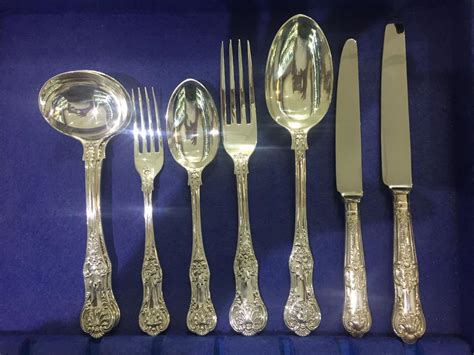 A Fine Antique Sterling Silver Queens Pattern Flatware Service All Made