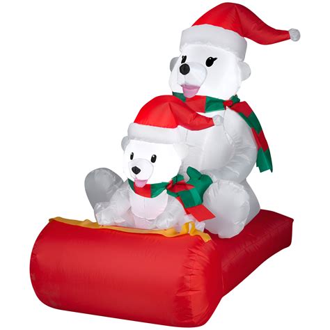 Polar Bears On Sled Airblown Christmas Decoration