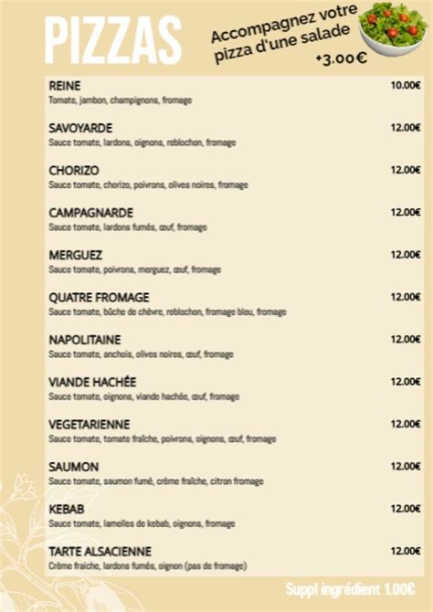 Copie De Copie De Pizza Menu Table A4 Card 2 Postermywall