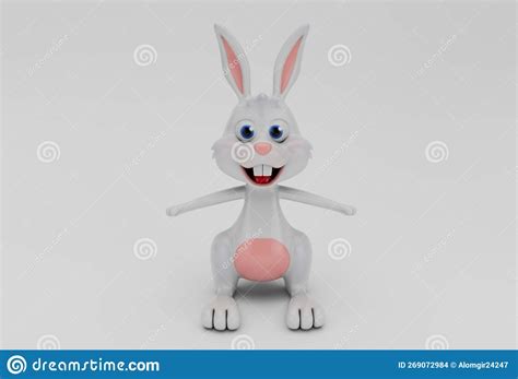 Easter Bunny Rabbit Minimal 3d Rendering On White Background Stock