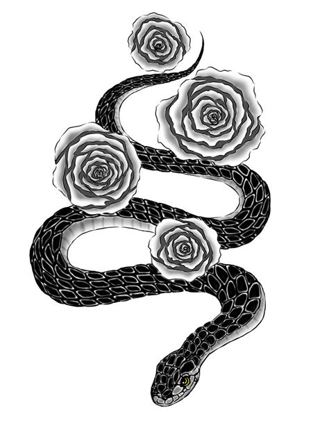 Commission Snakes And Roses Tattoo By Gaarapandachan On Deviantart