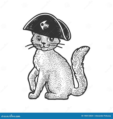 Pirate Cat Character Sketch Vector Illustration Stock Vector