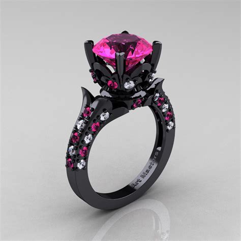 Https://tommynaija.com/wedding/black Gold Wedding Ring With Pink Diamond