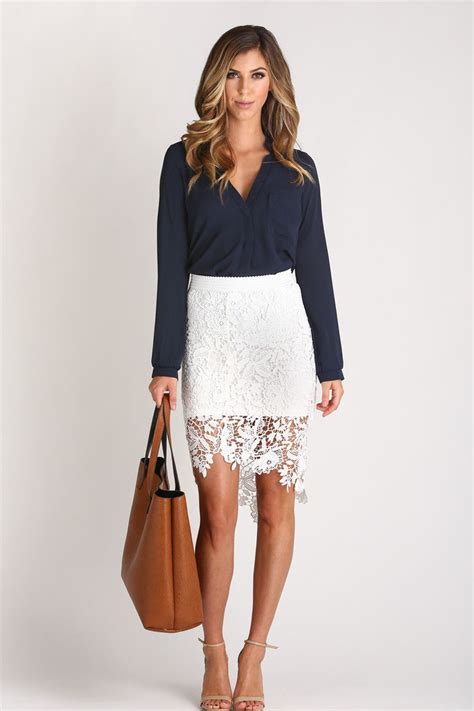 Noelle White Fitted Lace Skirt White Lace Skirt Lace Skirt Outfits