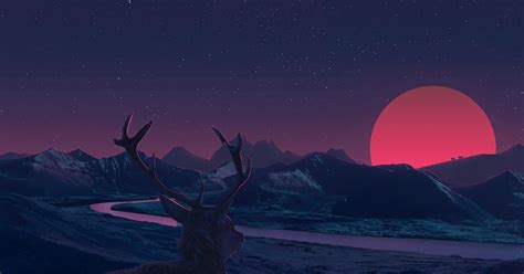 19 1440p Anime Wallpapers 2560x1440 Deer Staring At Sunset Anime 1440