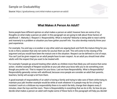 ⇉what Makes A Person An Adult Essay Example Graduateway