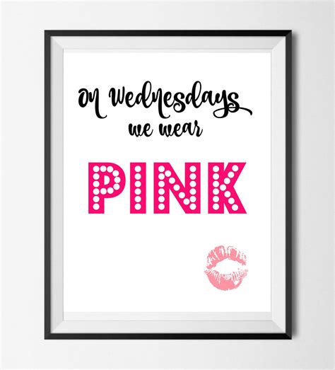 On Wednesdays We Wear Pink Instant Download Digital Printable Etsy Uk