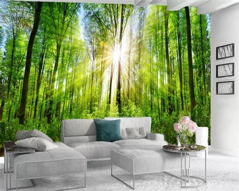 Custom 3d Landscape Wallpaper Jungle Mural 3d Wallpaper Sunny Green