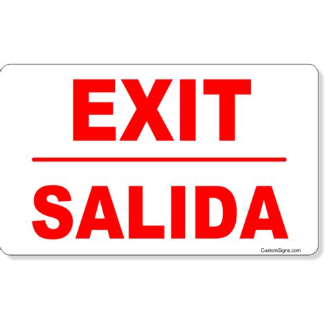 Bilingual Exit Sign Custom Signs