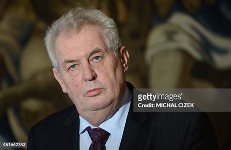 Czech President Milos Zeman Answers To Media During His A Press News