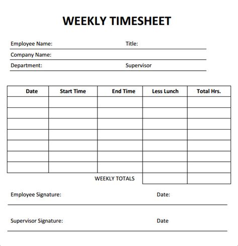 Weekly Timesheet Spreadsheet Excel Templates