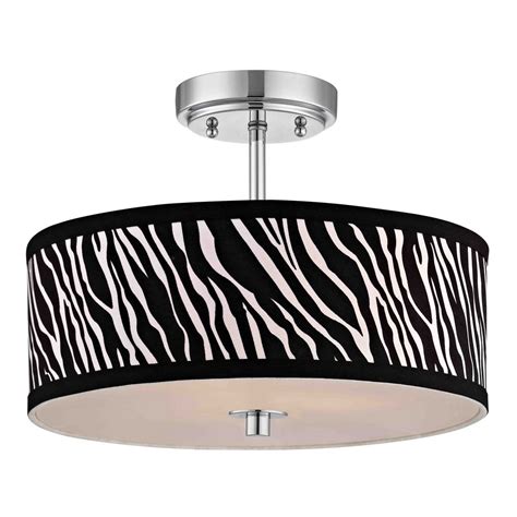 $6.00 printed ducktape from michael's. Chrome Ceiling Light with Zebra Print Drum Shade - 14 ...