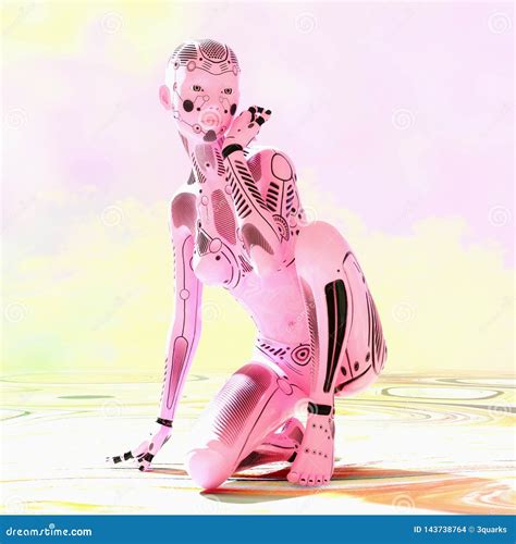 3D Illustration Of A Female Cyborg Stock Illustration Illustration Of
