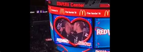crowds erupt for nhl s first gay kiss cam moment gcn