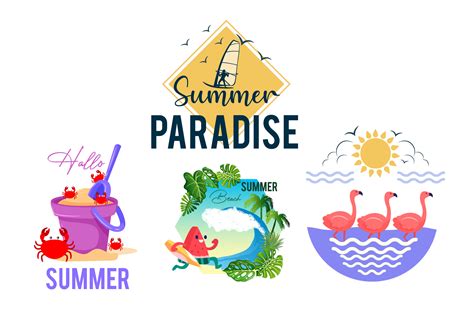 Cute Colorful Summer Logo Bundle Graphic By Jasmineartstudio01