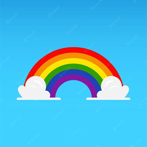 Premium Vector Rainbow With Cloud On Blue Sky Vector Illustration