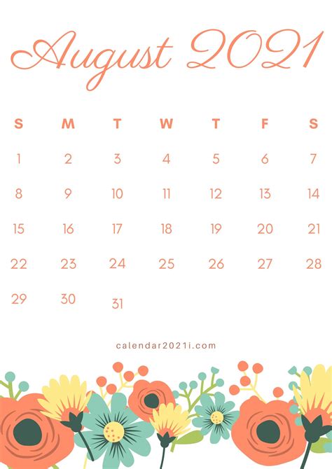 Time management is very important to live life. 2021 Floral Calendar Printable Monthly Templates ...