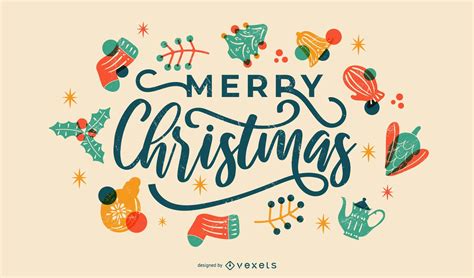 Merry Christmas Colorful Lettering Vector Download