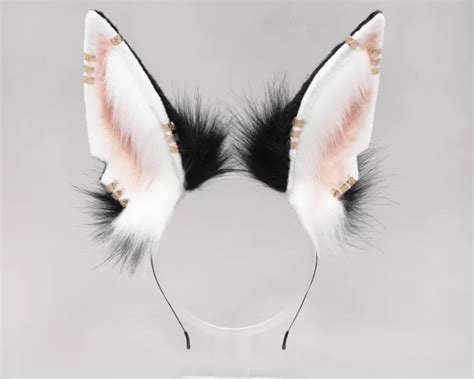 White Black Wolf Ear Headbandanime Earwolf Cosplay Eararitificial