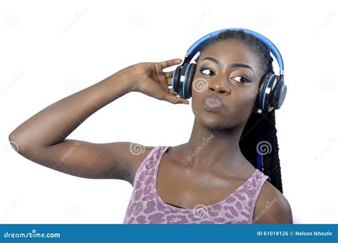 Young African American Woman Listening To Music Stock Photo Image Of