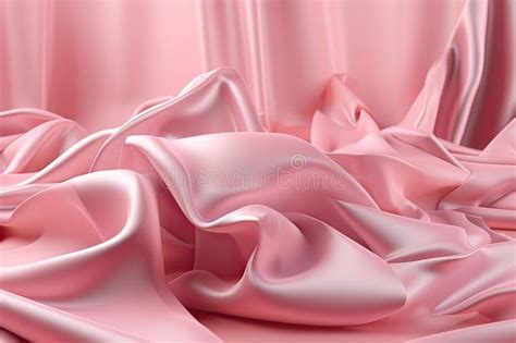 Abstract Pink Smooth Silk Background Satin Elegant Luxury Fabric Generative Ai Stock