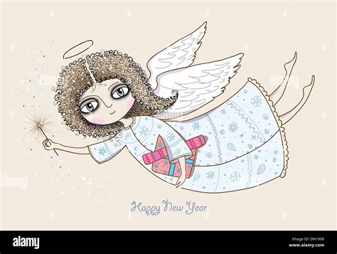 Angel Girl Postcard Stock Vector Images Alamy