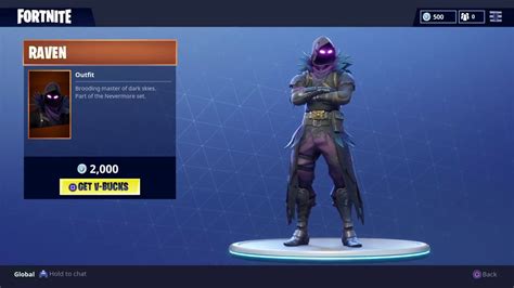 Fortnite New Raven Skinoutfit And Feathered Flyer Glider Store