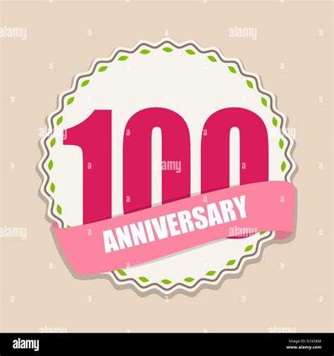 Cute Template 100 Years Anniversary Sign Vector Illustration Stock