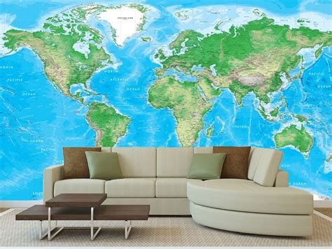 Detailed World Physical Map Mural Map Wall Mural Map Murals World