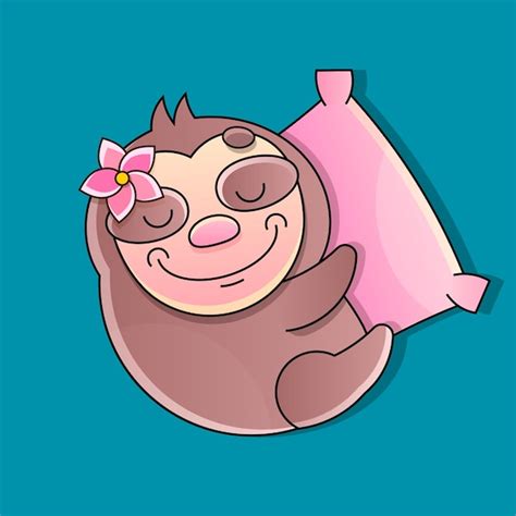 Premium Vector Lazy Sloth Cute Sloth Sleeping Cartoon Icon