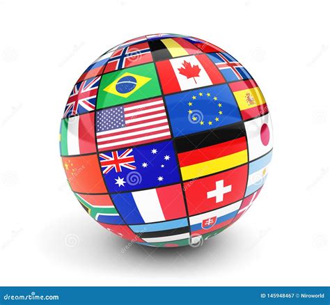 Flags Globe With World Map Cartoon Vector 15999679