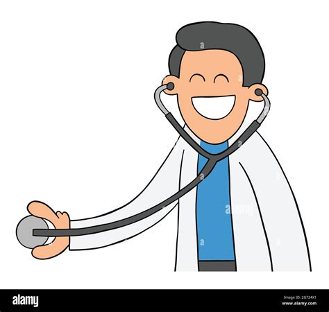 Cartoon Doctor Or Veterinarian Examining With Stethoscope Vector