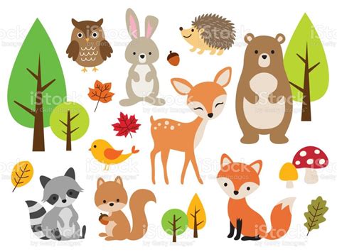 Cute Woodland Forest Animal Vector Ilustración Conjunto Arte