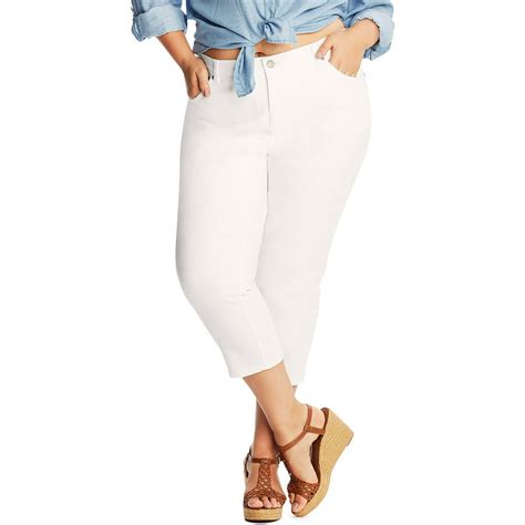 Just My Size Just My Size Womens Plus Size Cropped White Jeans