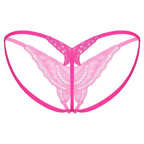 Women Scorpion Embroidery Panties Thong See Through Mesh T Back G