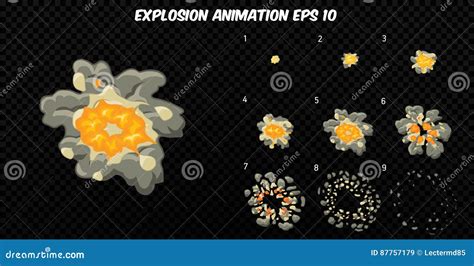 Vector Explode Explode Effect Animation With Smoke Cartoon Explosion