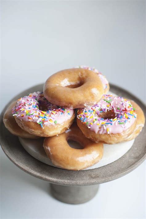 Donuts On Stand Stock Photo Image Of Glazed Sprinkle 95687564