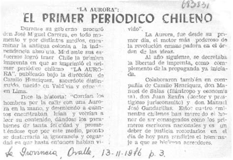 El Primer Periódico Chileno Artículo Biblioteca Nacional Digital De Chile
